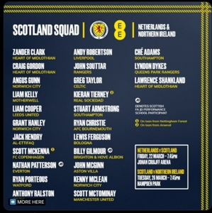 Đội tuyển Scotland: Robertson và McTominay dẫn đầu, McGinn và Tierney được chọn