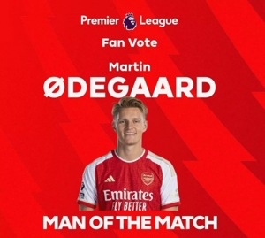 Hiệu suất toàn diện! Quan chức Premier League: Odegaard được bầu là cầu thủ xuất sắc nhất trận trong chiến thắng 6-0 của Arsenal trước Sheffield United